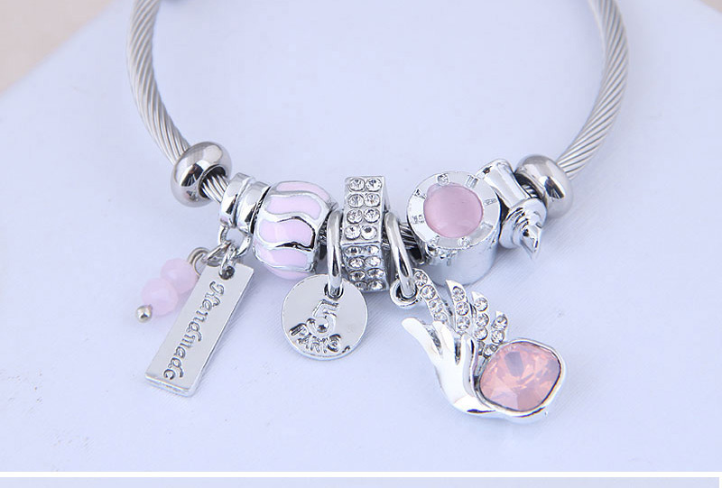 Fashion Pink Metal Shining Angel Wing Bracelet,Fashion Bangles