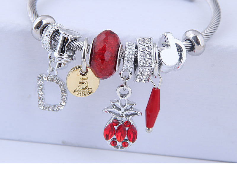 Fashion Red Metal Pineapple Bracelet,Fashion Bangles
