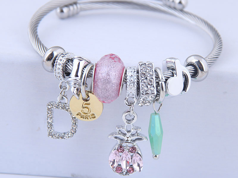 Fashion Pink Metal Pineapple Bracelet,Fashion Bangles