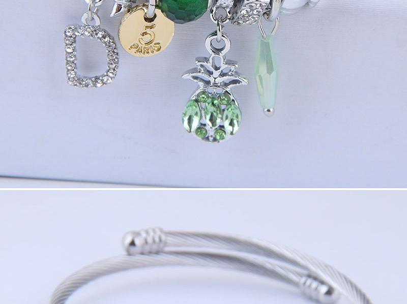 Fashion Green Metal Pineapple Bracelet,Fashion Bangles