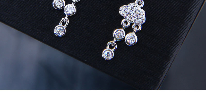 Fashion Silver  Silver Needle Copper Micro Inlaid Zircon Cloud Earrings,Drop Earrings