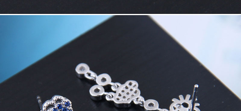 Fashion Silver  Silver Needle Copper Micro Inlaid Zircon Cloud Earrings,Drop Earrings