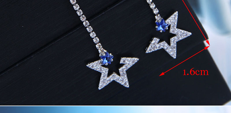 Fashion Silver  Silver Needle Flash Diamond Star Stud Earrings,Drop Earrings