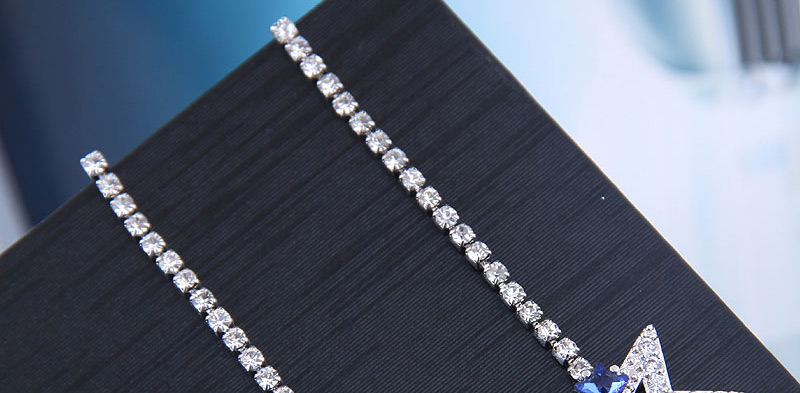 Fashion Silver  Silver Needle Flash Diamond Star Stud Earrings,Drop Earrings