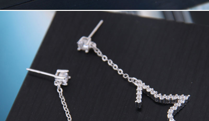 Fashion Silver  Silver Pin Copper Micro Inlaid Zircon Star Stud Earrings,Drop Earrings