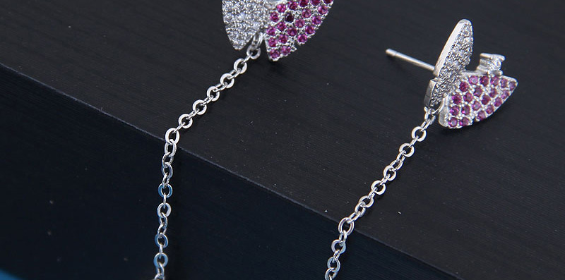 Fashion Silver  Silver Needle Copper Micro-inlaid Zircon Butterfly Pearl Stud Earrings,Drop Earrings