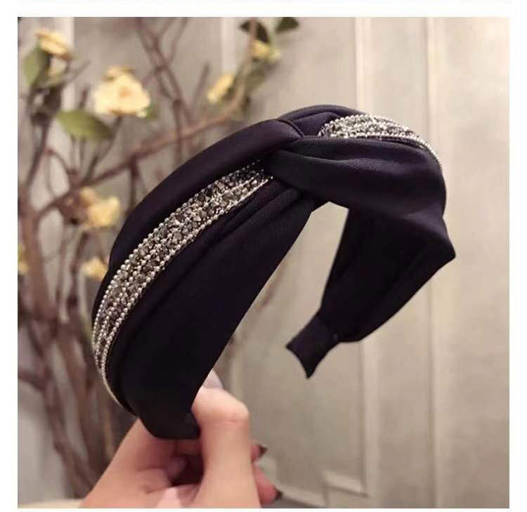Fashion Red Wine Cross Knotted Diamond Wide-brimmed Headband,Head Band
