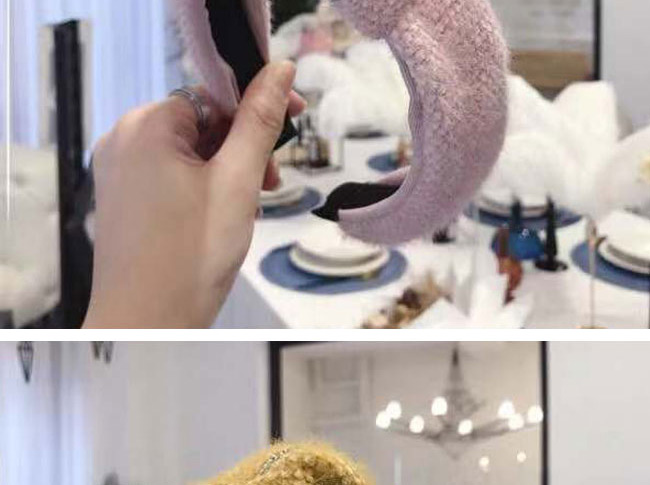 Fashion Khaki Knitted Plush Knotted Diamond Wide-brimmed Headband,Head Band