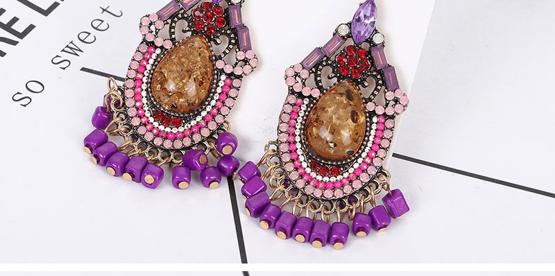 Fashion Color Alloy Hollow Pierced Tassel Earrings,Stud Earrings