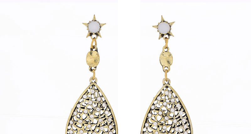 Fashion Gold Metal Flash Diamond Water Drop Earrings,Stud Earrings