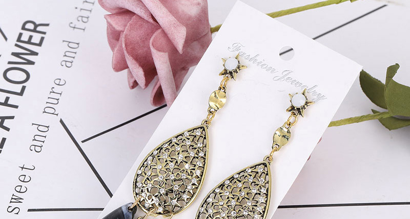 Fashion Gold Metal Flash Diamond Water Drop Earrings,Stud Earrings