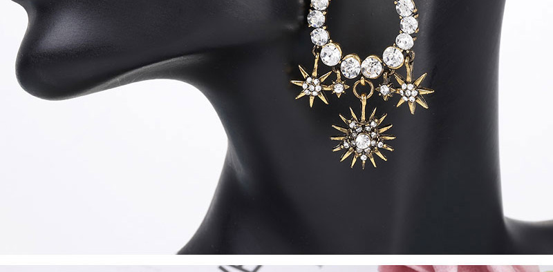 Fashion Gold Metal Flash Diamond Flower Earrings,Stud Earrings