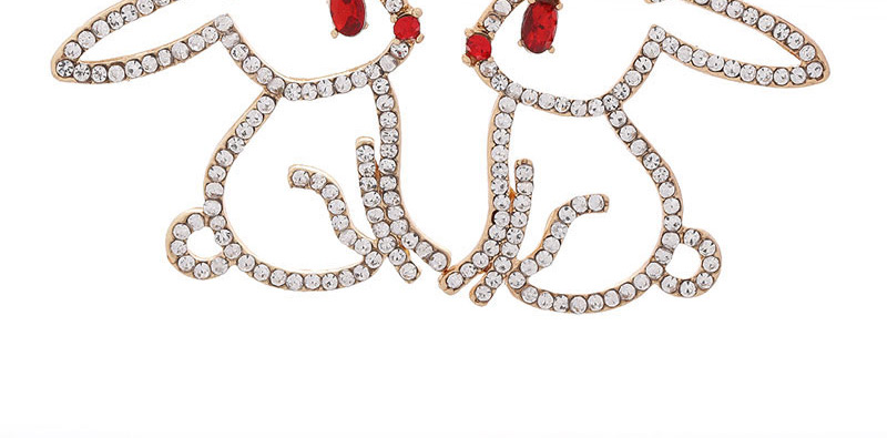 Fashion Gold Metal Flash Diamond Rabbit Earrings,Stud Earrings