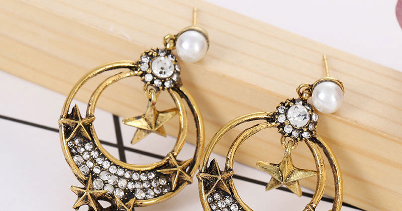 Fashion Gold Metal Flash Diamond Earring,Stud Earrings