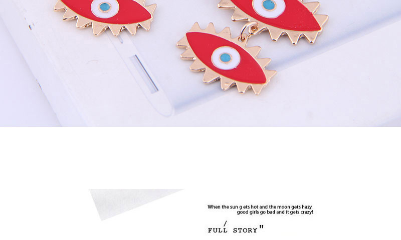 Fashion White + Red Metal Eye Studs,Stud Earrings