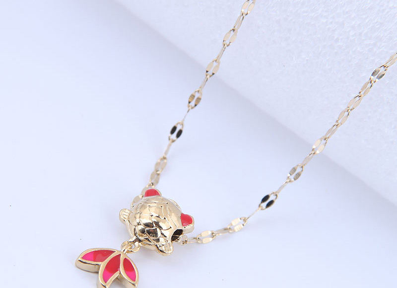 Fashion Rose Gold Titanium Steel Rich Fish Necklace,Necklaces