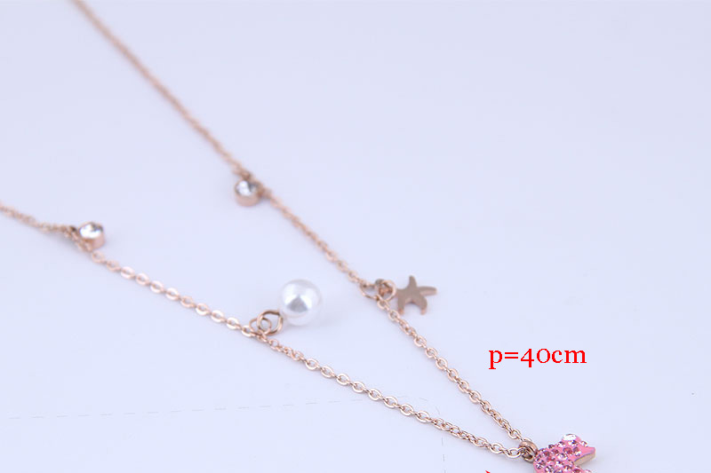 Fashion Rose Gold Titanium Steel Small Hippocampus Necklace,Necklaces