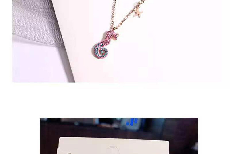 Fashion Rose Gold Titanium Steel Small Hippocampus Necklace,Necklaces