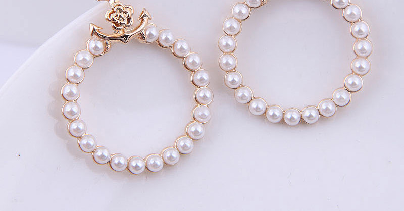 Fashion Golden Pearl Flower Stud Earrings,Drop Earrings