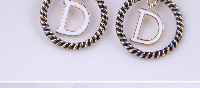 Fashion Golden Round Letter Pearl Studs,Drop Earrings