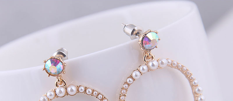 Fashion Beige Round Pearl Studs,Drop Earrings