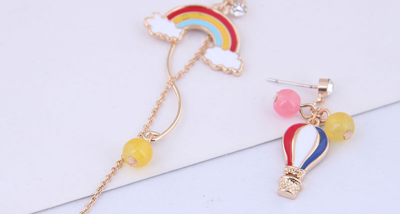 Fashion Color Parachute Rainbow Asymmetric Stud Earrings,Drop Earrings