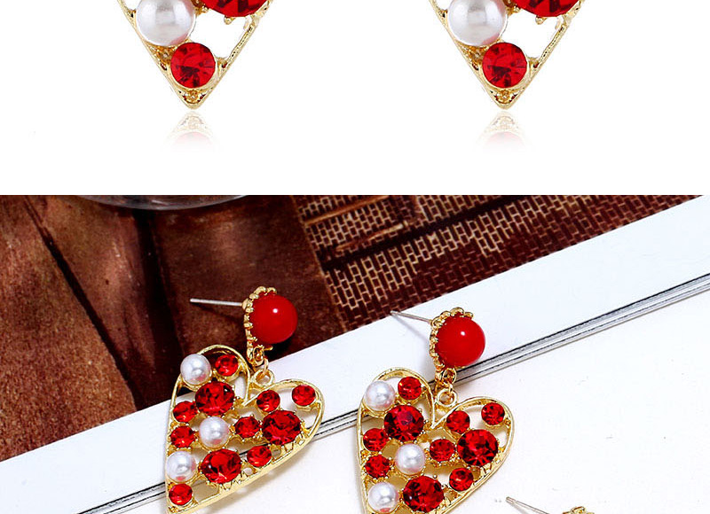Fashion White Diamond Peach Heart Stud Earrings,Drop Earrings