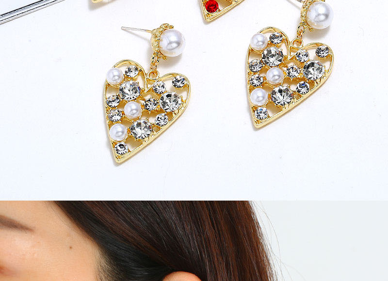 Fashion White Diamond Peach Heart Stud Earrings,Drop Earrings