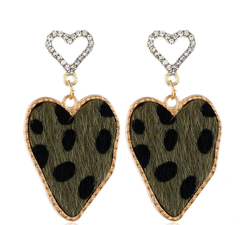 Fashion Brown Double Peach Heart Stud Earrings With Diamonds,Drop Earrings