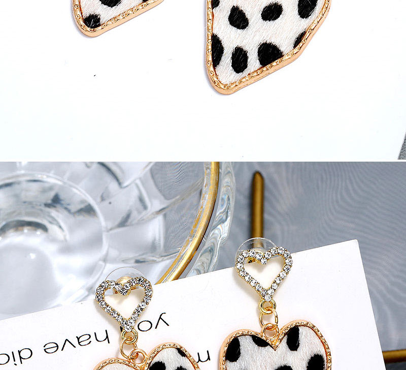 Fashion White Peach Heart Stud Earrings With Diamonds,Drop Earrings