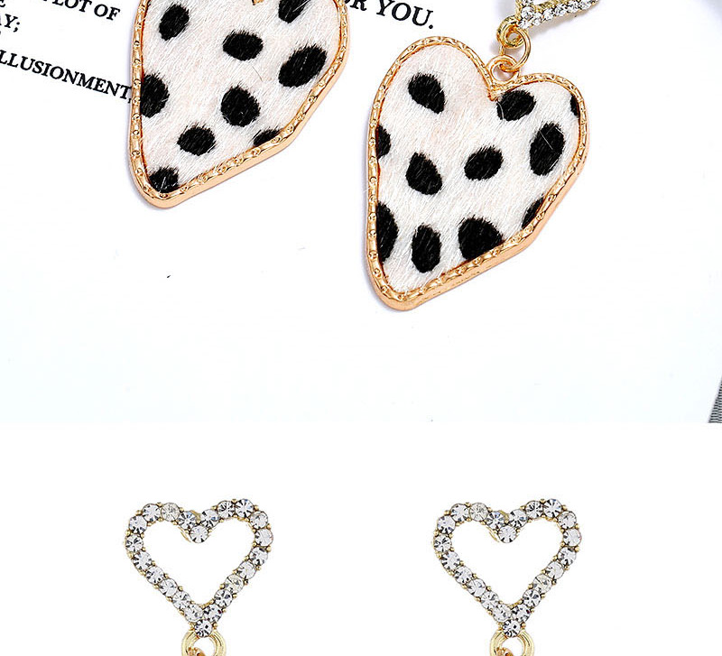 Fashion White Double Peach Heart Stud Earrings With Diamonds,Drop Earrings