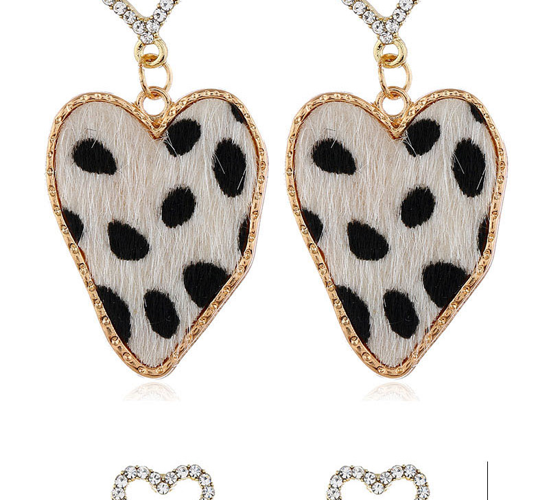 Fashion White Double Peach Heart Stud Earrings With Diamonds,Drop Earrings