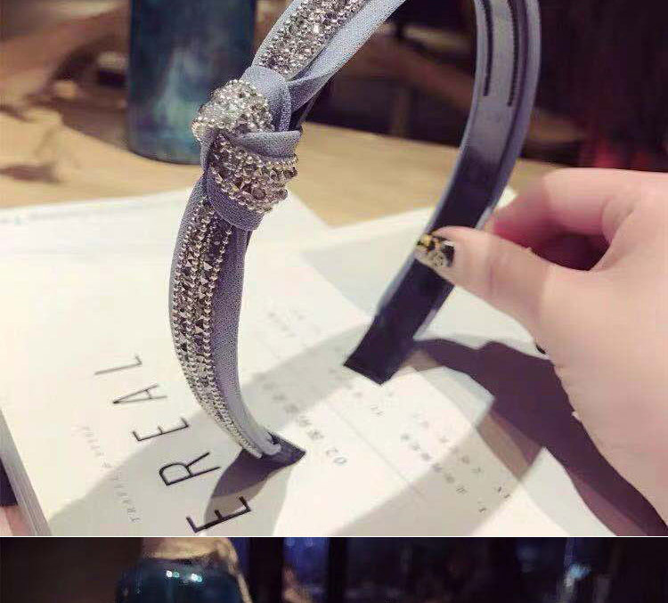 Fashion Gray Cross-knotted Hair Hoop With Diamonds,Head Band