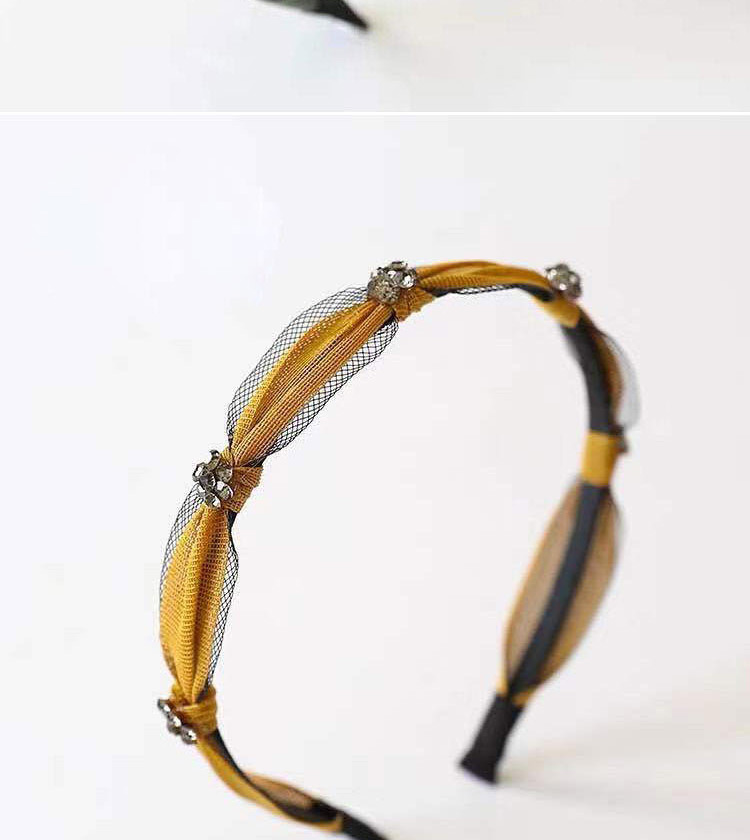 Fashion Yellow Knotted Flower Hoop With Diamonds,Head Band