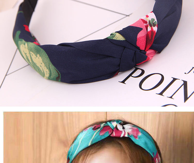 Fashion White Printed Knotted Hair Hoop,Head Band