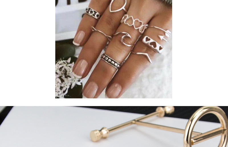 Fashion Silver Arrow Drop Shaped Heart Openwork Ring Set,Rings Set