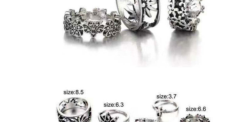 Fashion Silver Crown Cutout Ring Set With Diamonds,Rings Set