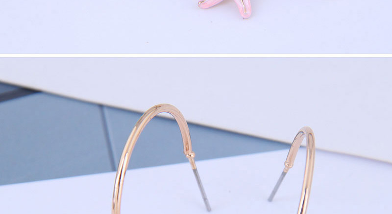 Fashion Pink Starfish Shell Asymmetric Stud Earrings,Hoop Earrings