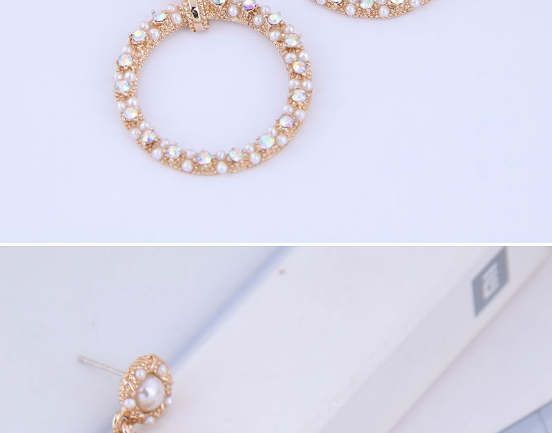 Fashion Golden Geometric Cutout Pearl Stud Earrings,Stud Earrings