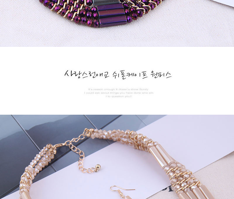 Fashion Color Metal Crystal Bead Contrast Necklace Earring Set,Jewelry Sets