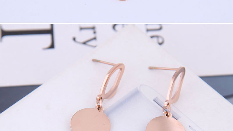 Fashion Rose Gold Titanium Steel Stripe Geometric Stud Earrings,Drop Earrings