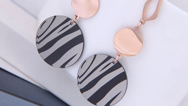 Fashion Rose Gold Titanium Steel Stripe Geometric Stud Earrings,Drop Earrings