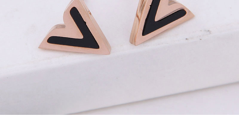 Fashion Rose Gold Titanium Steel Stud Earrings,Stud Earrings