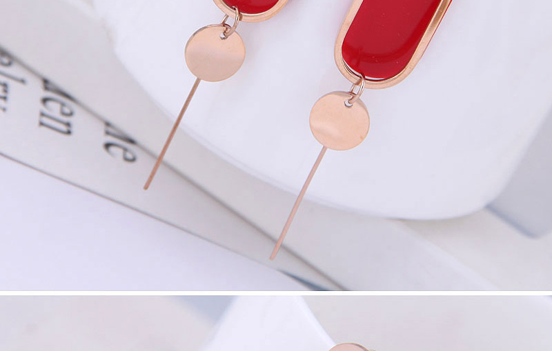 Fashion Red Dripping Geometric Stud Earrings,Drop Earrings