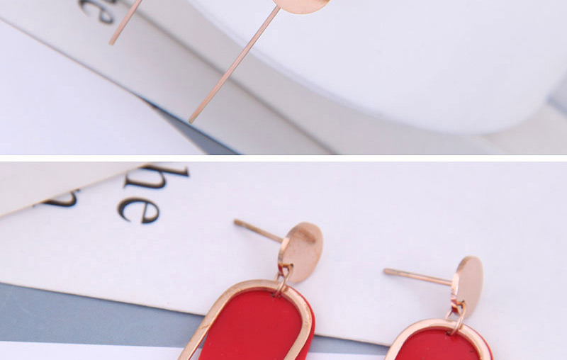 Fashion Red Dripping Geometric Stud Earrings,Drop Earrings