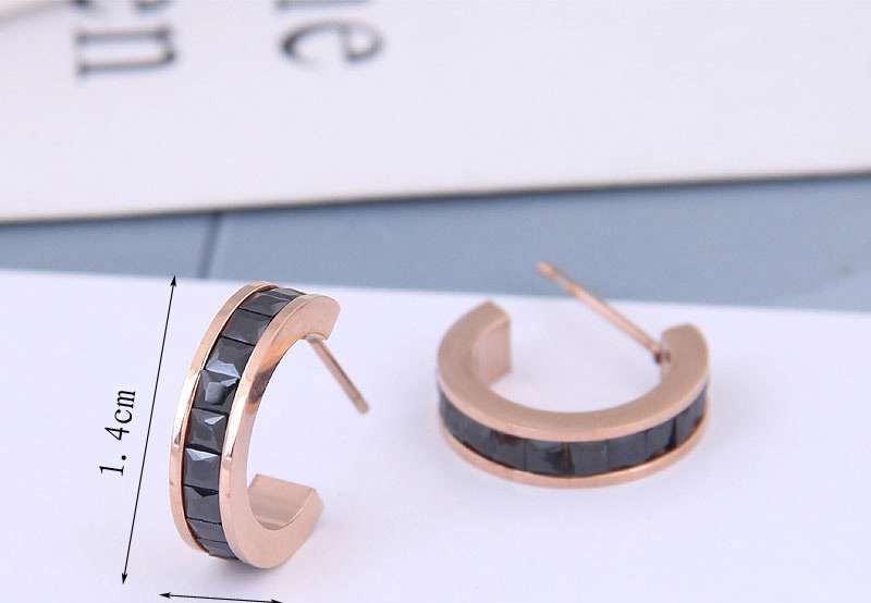Fashion Black Geometric C-shaped Stud Earrings,Hoop Earrings