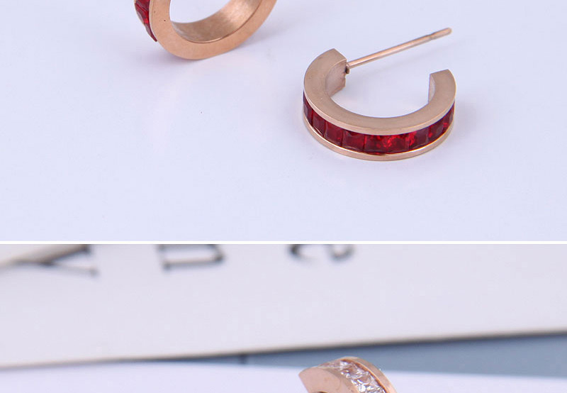 Fashion Red Geometric C-shaped Stud Earrings,Hoop Earrings