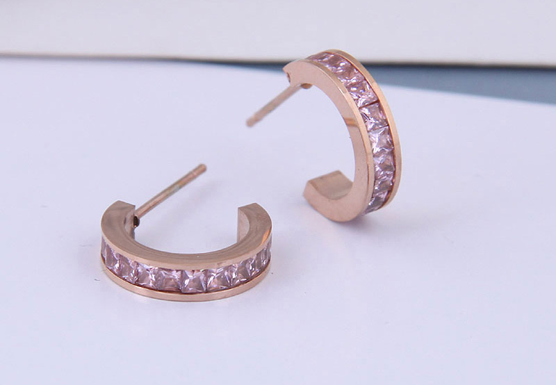 Fashion Purple Geometric C-shaped Stud Earrings,Hoop Earrings