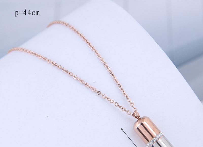 Fashion Rose Gold Diamond Capsule Contrast Necklace,Pendants
