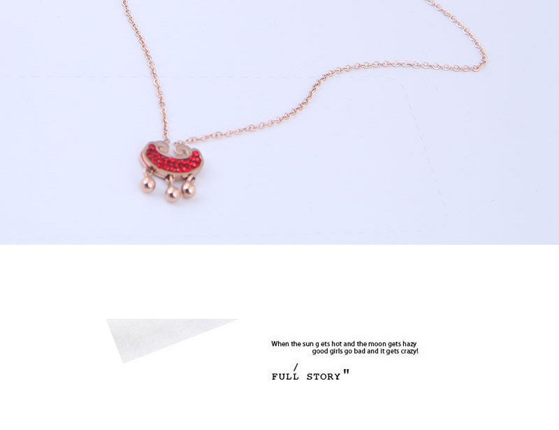 Fashion Red Rich Lock And Diamond Bead Necklace,Pendants
